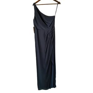 BHLDN Navy One Shoulder Dress Women 8 NWT Anthropologie Wedding Bridesmaid Guest